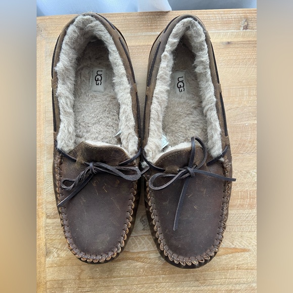 UGG Other - UGG Olsen Men’s Leather Moccasin Slipper in Brown Size 12
